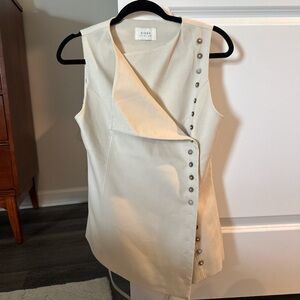 DISSH Asymmetrical Cream Top with Button Detail
